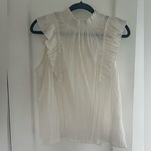 THML White Ruffle Sleeveless Blouse